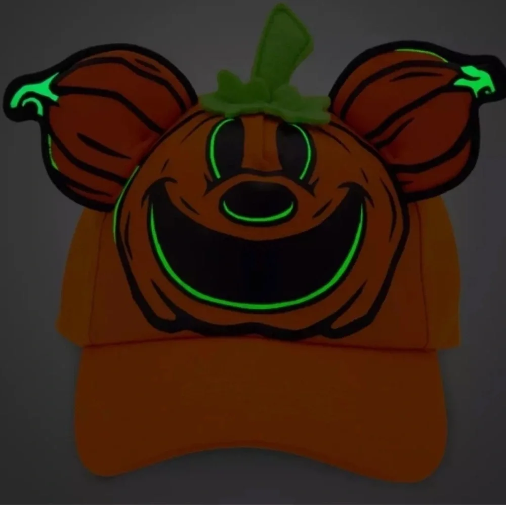 Adult Disney Mickey 2024 Pumpkin Glow-In-The-Dark Baseball Hat - NWT
